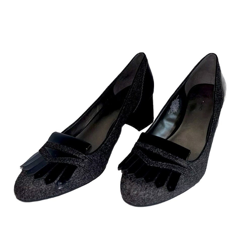 Bandolino Wedge 2" Heels Bdodonna 10 M Grey w/Black fridge on Top. New